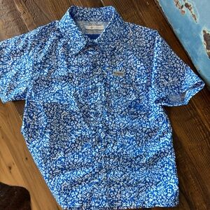 Columbia PFG Boys Swordfish Nautical Patterned Short Sleeve Shirt Size XXS 4/5